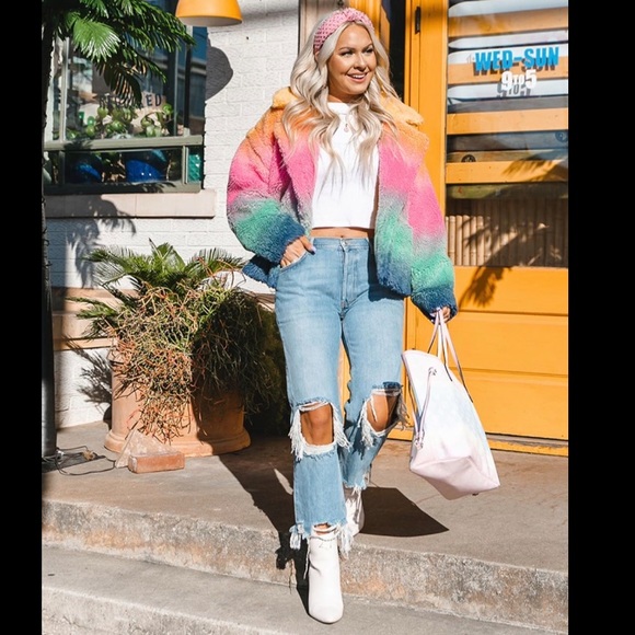 Anthropologie Ombr Faux Fur Teddy Coat 